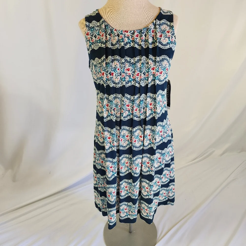 NWT Perceptions tank dress blue floral 10p sheath - Picture 1 of 14